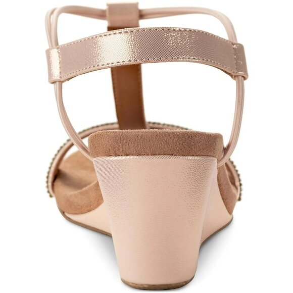 Style & Co Womens Mulan Embellished Wedge Sandals Blush Silver Size 8.5M NIB - Picture 4 of 6